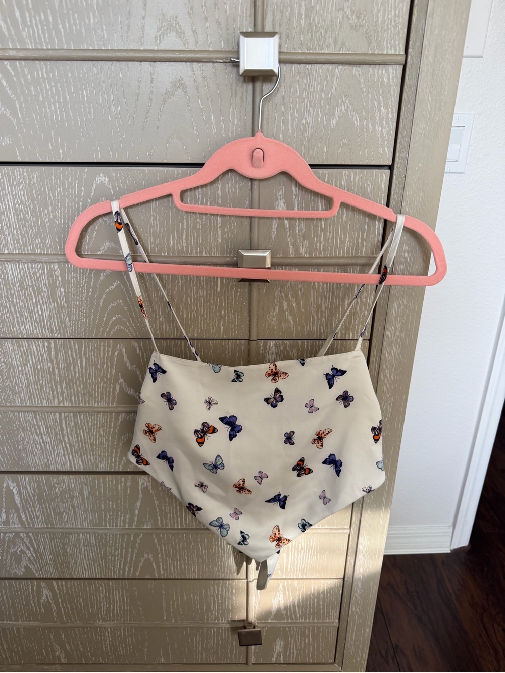 Forever 21 Cream Butterfly Print Tank Top